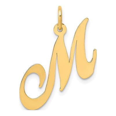 14K Yellow Gold Letter M Charm
