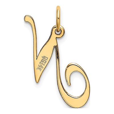 14K Yellow Gold Script Letter N Pendant – view 4