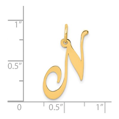 14K Yellow Gold Script Letter N Pendant – view 5