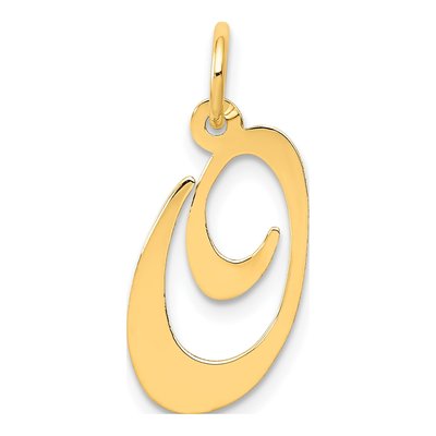 14K Yellow Gold Letter O Charm