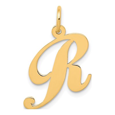 14K Yellow Gold Letter R Charm