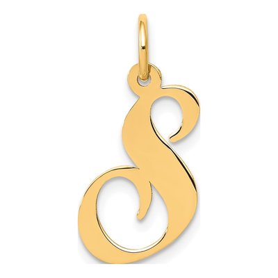 14K Yellow Gold Script Letter S Charm