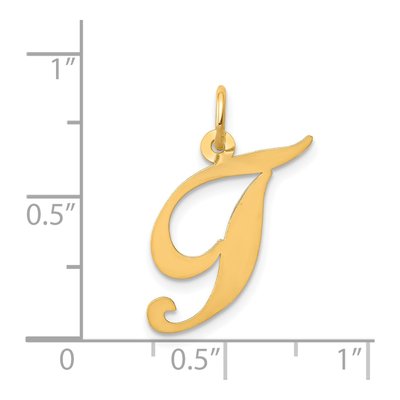 14K Yellow Gold Script Letter T Charm – view 4