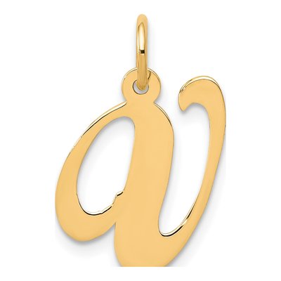 14K Yellow Gold Script Letter V Pendant