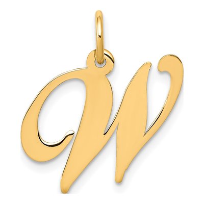 14K Yellow Gold Letter W Charm
