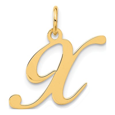 14K Yellow Gold Script Letter X Pendant