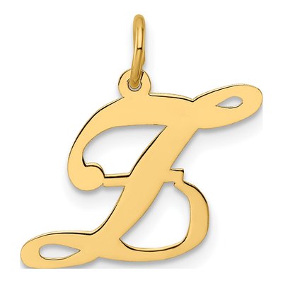 14K Yellow Gold Script Letter Z Charm