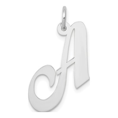 14K White Gold Script Letter A Charm