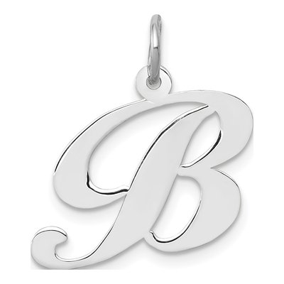 14K White Gold Script Letter B Pendant