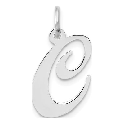 14K White Gold Script Letter C Charm