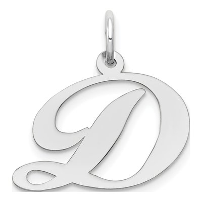 14K White Gold Script Letter D Pendant