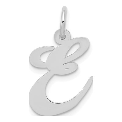 14K White Gold Letter E Pendant