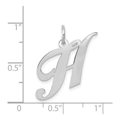 14K White Gold Medium Fancy Script Letter H Charm – view 3