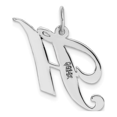 14K White Gold Medium Fancy Script Letter H Charm – view 4