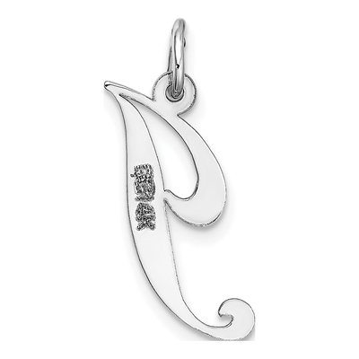 14K White Gold Letter J Pendant – view 5