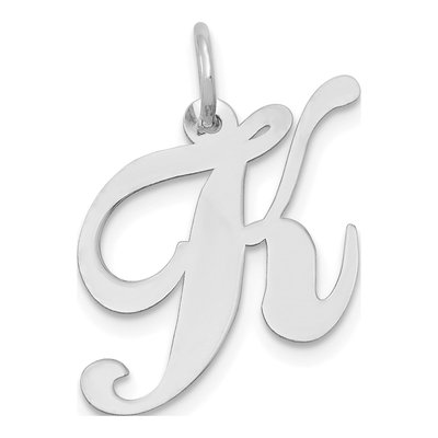 14K White Gold Script Letter K Charm