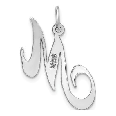 14K White Gold Letter M Pendant – view 5