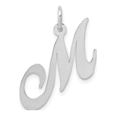 14K White Gold Letter M Pendant
