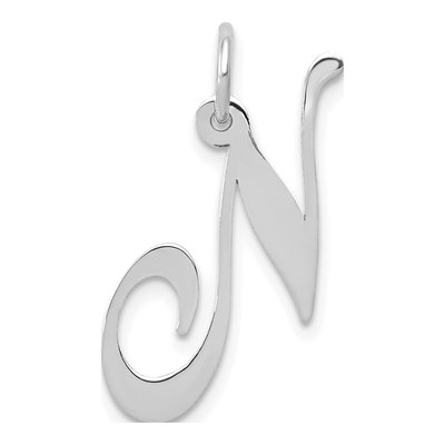 14K White Gold Letter N Charm