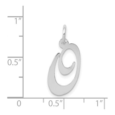 14K White Gold Medium Fancy Script Letter O Charm – view 4