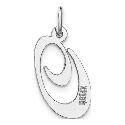 14K White Gold Medium Fancy Script Letter O Charm – view 5