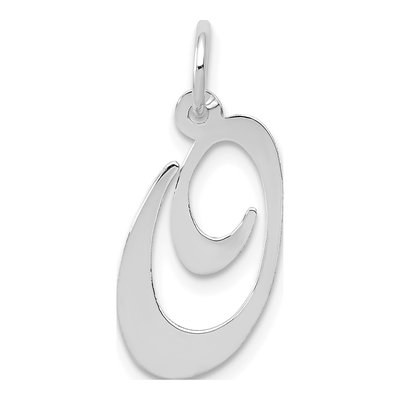 14K White Gold Medium Fancy Script Letter O Charm
