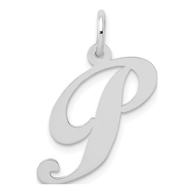 14K White Gold Letter P Pendant