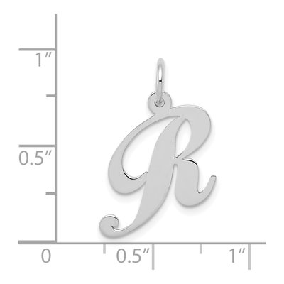 14K White Gold Letter R Pendant – view 4