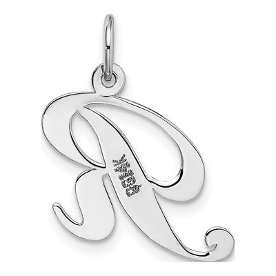 14K White Gold Letter R Pendant – view 5