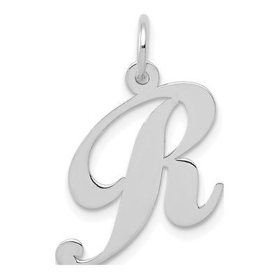 14K White Gold Letter R Pendant