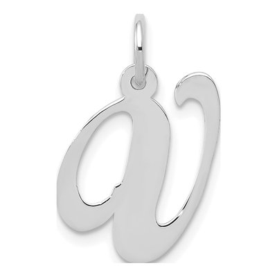 14K White Gold Letter V Pendant