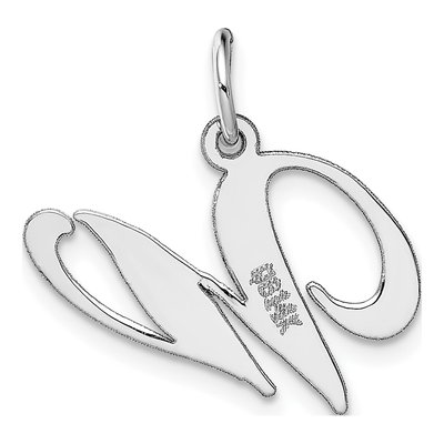 14K White Gold Letter W Pendant – view 5
