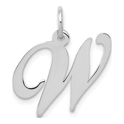 14K White Gold Letter W Pendant
