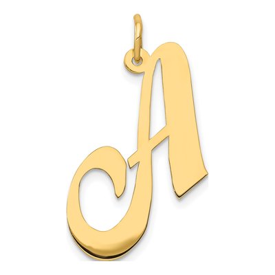 14K Yellow Gold Large Script Letter A Charm