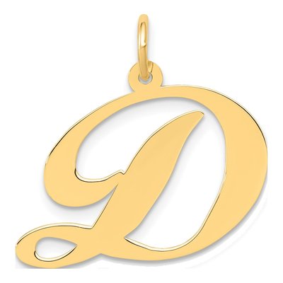 14K Yellow Gold Script Letter D Pendant