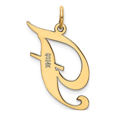 14K Yellow Gold Large Script Letter F Charm – view 4