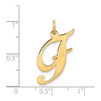 14K Yellow Gold Large Script Letter F Charm – view 5