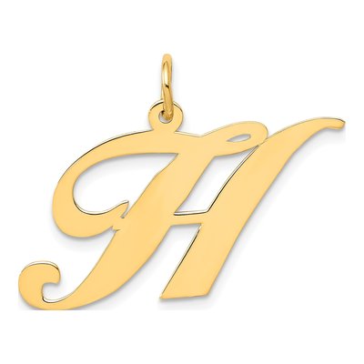14K Yellow Gold Large Letter H Charm
