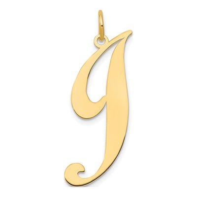 14K Yellow Gold Large Letter J Pendant