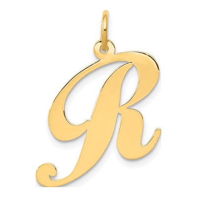 14K Yellow Gold Letter R Charm