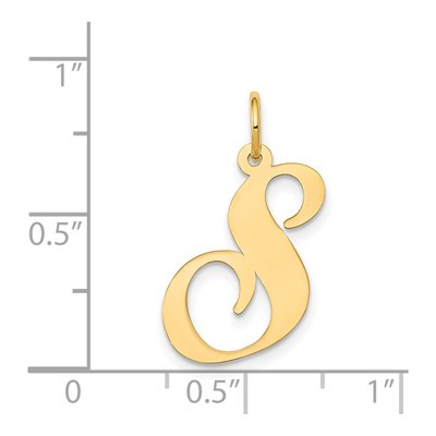 14K Yellow Gold Large Script Letter S Charm – view 4