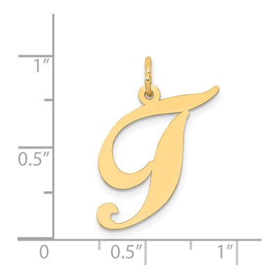 14K Yellow Gold Large Script Letter T Charm – view 4