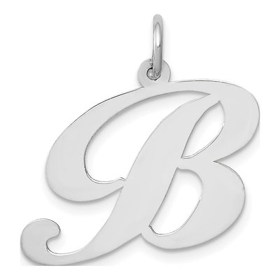 14K White Gold Script Letter B Charm