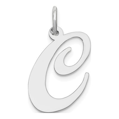 14K White Gold Script Letter C Charm