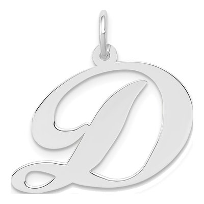 14K White Gold Letter D Charm