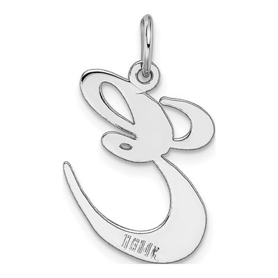 14K White Gold Large Script Letter E Charm – view 5