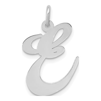 14K White Gold Large Script Letter E Charm
