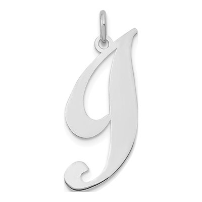 14K White Gold Initial I Charm