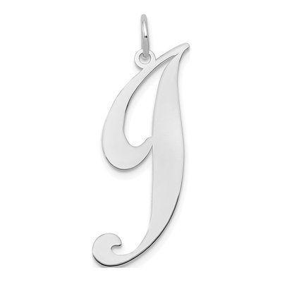 14K White Gold Script Letter J Charm