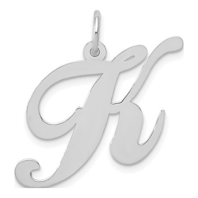 14K White Gold Script Letter K Charm